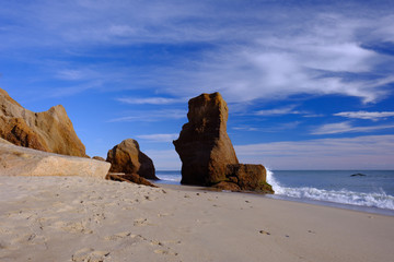 Erosion due to rising water levels and severe Atlantic Ocean storms on a New England beach
