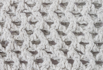 White Knitting Texture or Knitted Texture Background Close Up