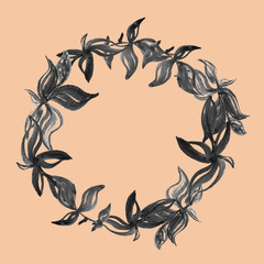 Watercolor wreath of leaves. Handwork. Template for design. - 274176462