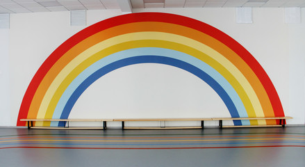 interior of the sports hall of kindergarten, primary school