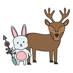 reindeer and rabbit with arrow bohemian style