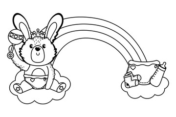 Rabbit and baby shower symbol design