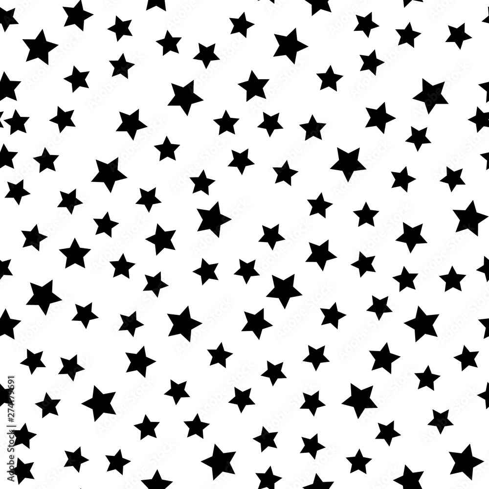 Poster star seamless pattern. white and black retro background. chaotic elements. abstract geometric shape 