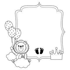 Lion and baby shower symbol design
