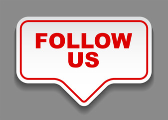 red vector banner follow us