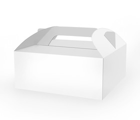 White cake box isolated on white background, White cardboard box