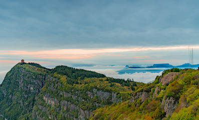 Mountains and seas of clouds at dusk, Emei Mountain, Sichuan Province, China