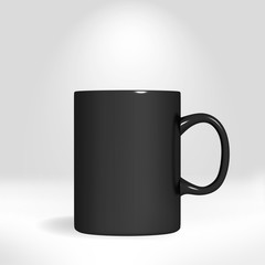 Coffee mug on white background, Black Coffee mug mockup, 3D, Blank coffee cup