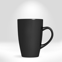 Coffee mug on white background, Black Coffee mug mockup, 3D, Blank coffee cup