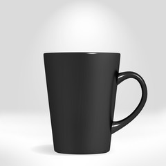 Coffee mug on white background, Black Coffee mug mockup, 3D, Blank coffee cup