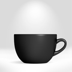 Coffee mug on white background, Black Coffee mug mockup, 3D, Blank coffee cup