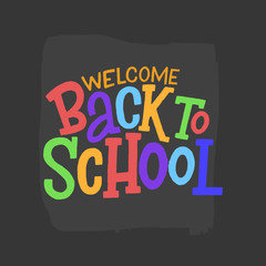 Back to school vector hand drawn doodle colorful lettering inscription isolated on black background.