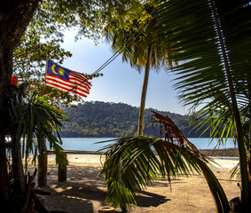 drapeau Malaisien sur la plage
