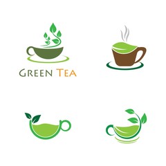 Green tea vector logo illustration