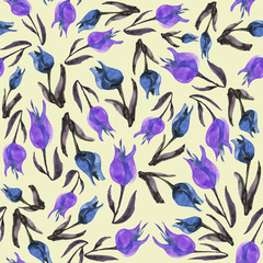 Fototapeta na wymiar Seamless watercolor pattern with tulips 