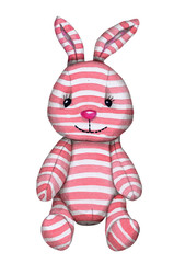 Watercolor illustration of cute toy bunny rabbit.