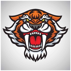Tiger Saber Tooth Head Logo Vector Mascot Illustration 