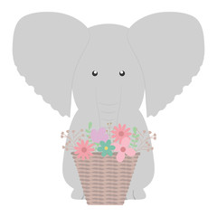 elephant with floral basket bohemian style character