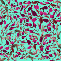 Seamless watercolor rosehip background