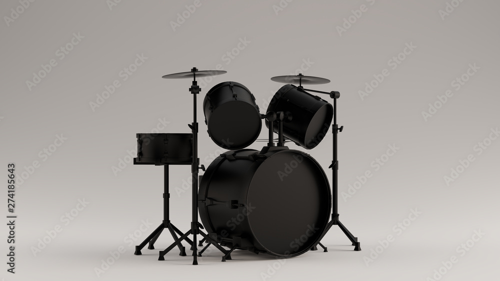 Wall mural Black Drum Kit 3d illustration 3d render