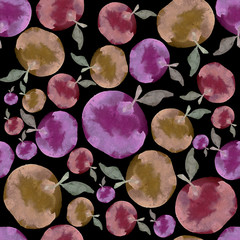 Watercolor background with apples