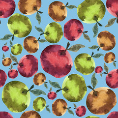 Watercolor background with apples
