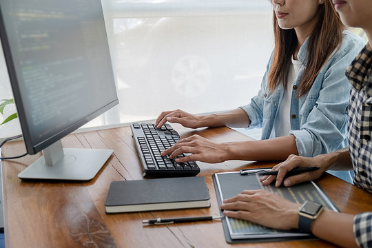 Programmer working in a software development and coding technologies. Website design.Technology concept