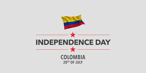 Colombia happy independence day greeting card, banner, vector illustration