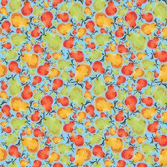 Watercolor background with pears