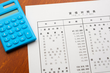 決算報告書　決算書　貸借対照表　ビジネスシーン