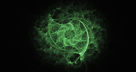 3D rendering abstract green fractal light background