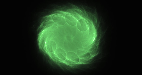 Obraz premium Grafika trójwymiarowa streszczenie fraktalna zielone tło światła