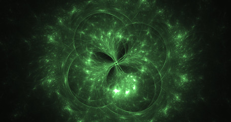 3D rendering abstract green fractal light background