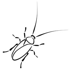 house wrecker, cockroach with long antennas, black outline