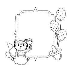 Fox and baby shower symbol design