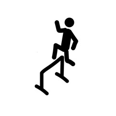 Fototapeta na wymiar man running on white background, runner over barrier icon 