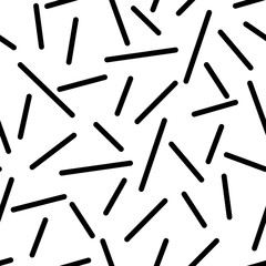 Black and white geometric memphis pattern with irregular lines. 80s and 90s graphic design style. Vector seamless background.