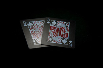 poker cards on black background
