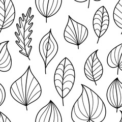 Fototapeta na wymiar Coloring Page Seamless Pattern with Fall.