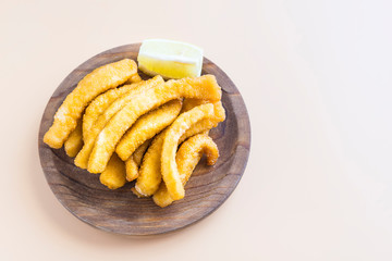 Cuttlefish breaded and fried (chocos, typical tapa in spain)