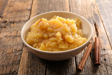 homemade applesauce with cinnamon in bowl
