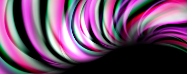 Fluid color waves with light effects, vector abstract background