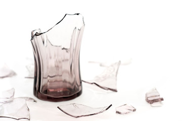 Broken glass on white background.