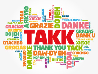 Fototapeta premium Takk (Thank You in Icelandic) Word Cloud in different languages