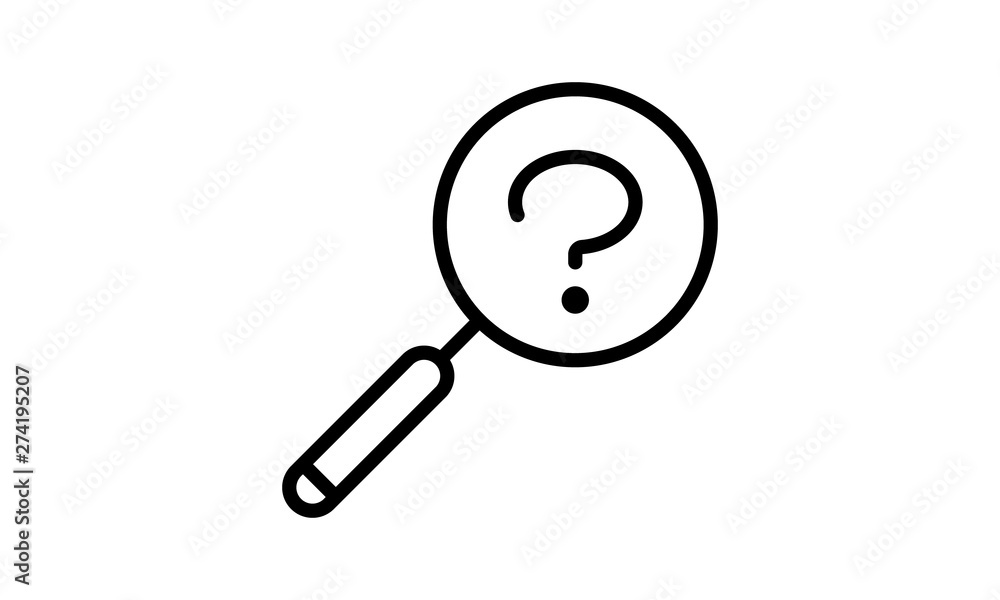 Poster faq icon with magnifying glass and question mark for customer service