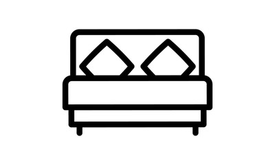 Double bed sketch icon for interior design