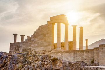 Acropolis Lindos, temple goddess Linda, Rhodes in Greece