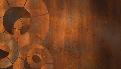 rusty metal with abstract circles