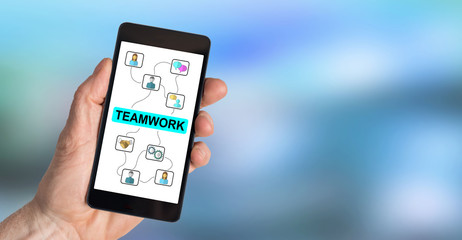 Teamwork concept on a smartphone
