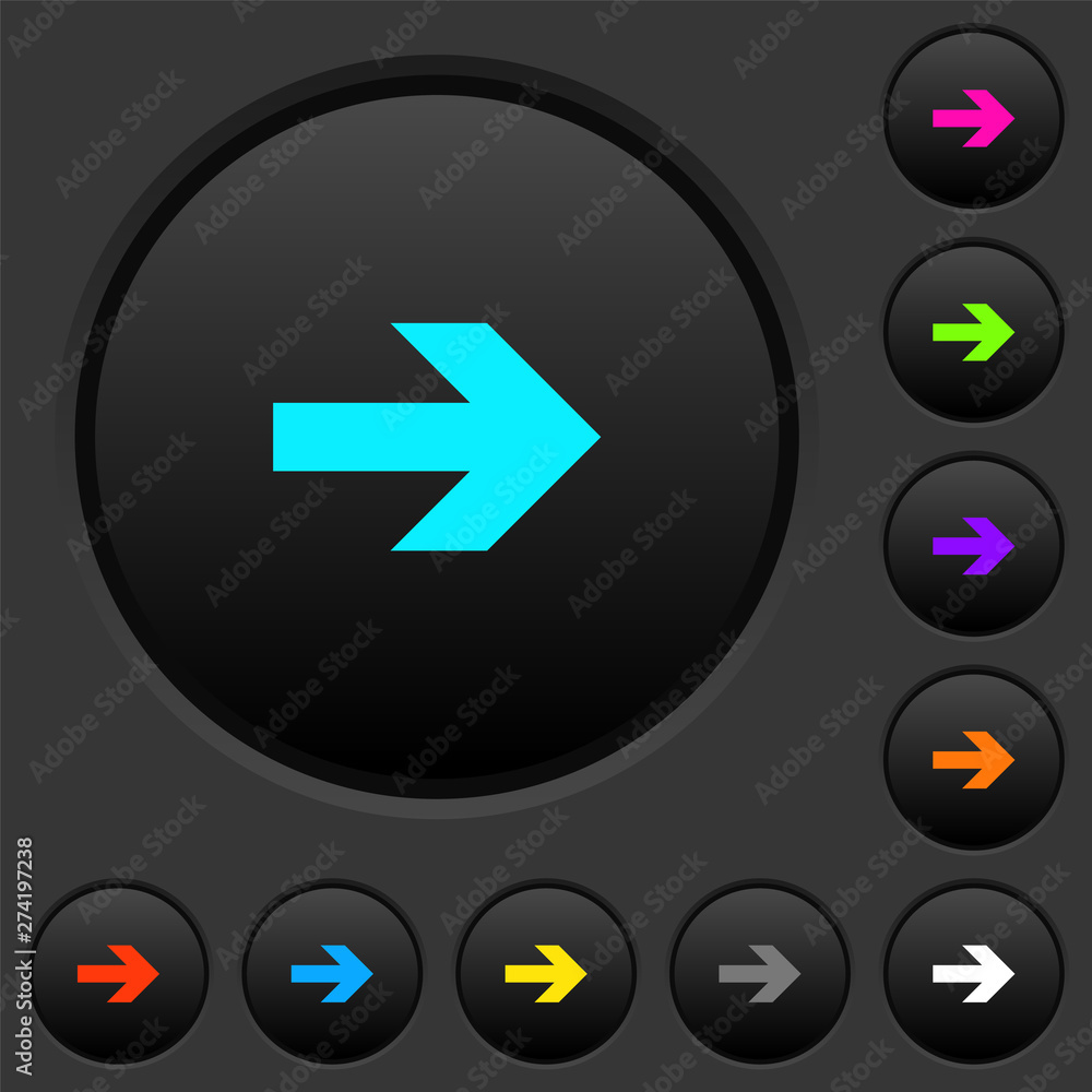 Poster right arrow dark push buttons with color icons